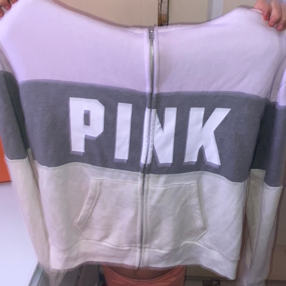 Victoria’s Secret by P!nk this is a purple gray white zip up